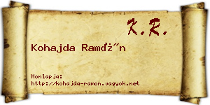 Kohajda Ramón névjegykártya
